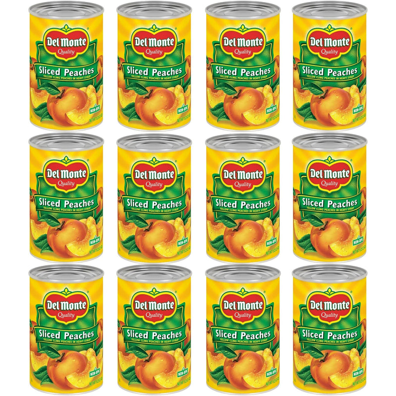 Del Monte Yellow Cling Sliced Peaches in Heavy Syrup, 15.25 oz Cans - Sweet, Juicy Fruit, Ready to Eat - (Pack of 12)