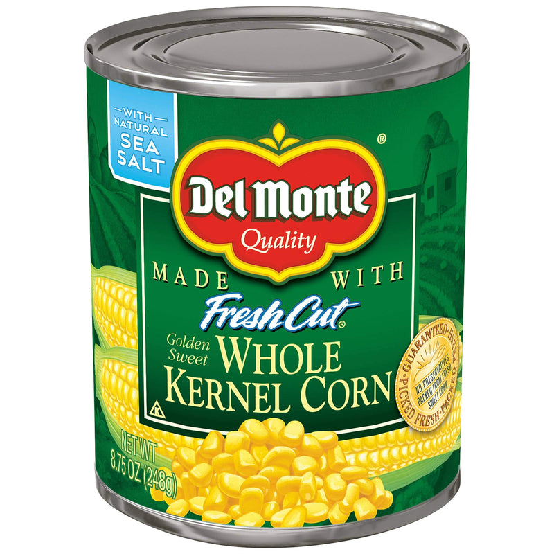 Del Monte Golden Sweet Whole Kernel Corn, Premium Quality, 8.75 oz Cans - Fresh Taste, No Preservatives - (Pack of 12)