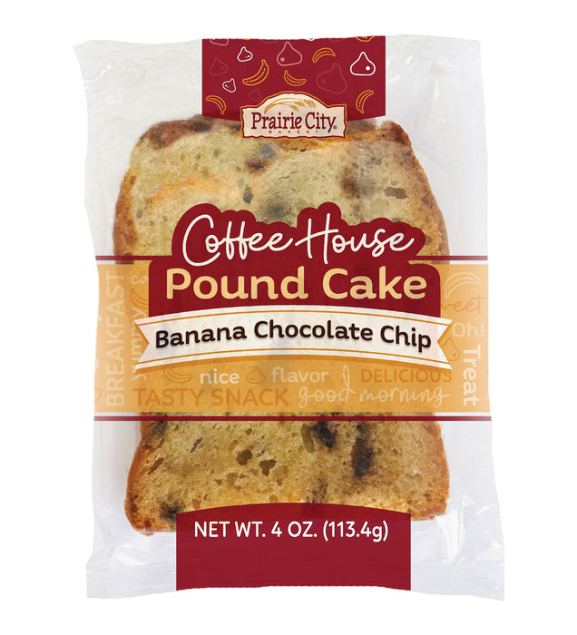 Prairie City Bakery Banana Chocolate Chip Pound Cake 4 Ounce Individual Wrapped 30-Count Wholesale Display