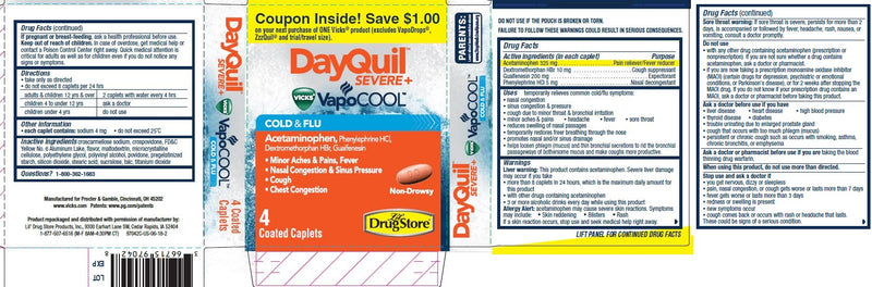 DayQuil Severe Cold & Flu Relief, Non-Drowsy Caplets, 4 Count (Pack of 1)