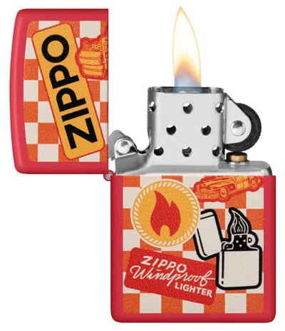 Zippo Retro Design Red Matte Pocket Lighter