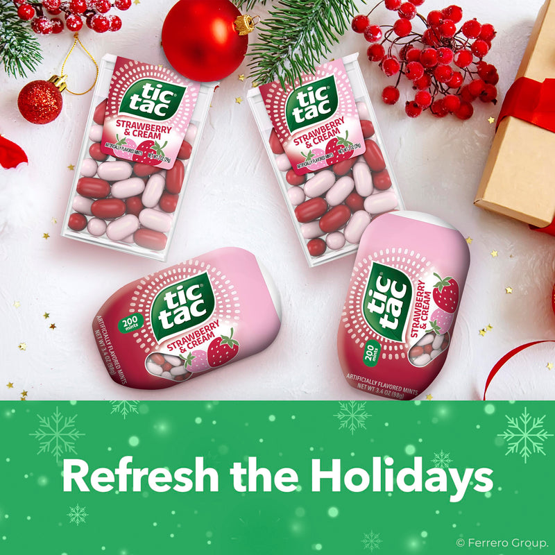 Tic Tac Strawberry & Cream Mints, Bulk 12 Pack, On-The-Go Refreshment, 1.7 oz Each