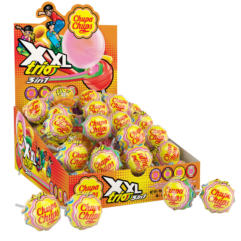 Chupa Chups XXL Trio Lollipops 48 Count Display Box