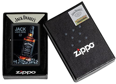 Zippo Jack Daniel's "Jack Lives Here" Matte Black Lighter - Officially Licensed