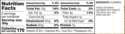 Gurley's Golden Recipe Raw Almonds, Fresh & Crunchy, 2.75 oz