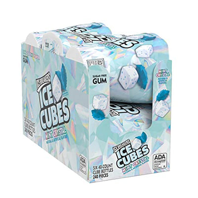 ICE BREAKERS ICE CUBES MINT CRYSTAL Sugar Free Chewing Gum, Made with Xylitol, 3.24 oz Bottles (6 Count, 40 Pieces)
