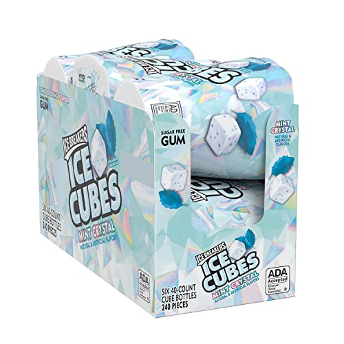 ICE BREAKERS ICE CUBES MINT CRYSTAL Sugar Free Chewing Gum, Made with Xylitol, 3.24 oz Bottles (6 Count, 40 Pieces)