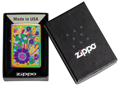 Zippo Vintage Flowers Design Multi-Color Pocket Lighter