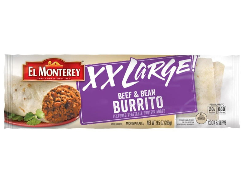 El Monterey XXL Beef & Bean Burrito 9.5 oz (Pack of 12)