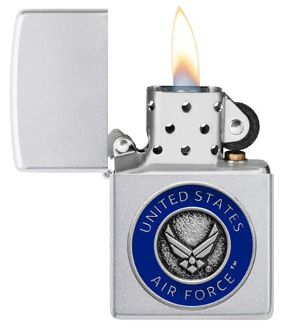 Zippo United States Air Force Emblem Satin Chrome Pocket Lighter - Fly High