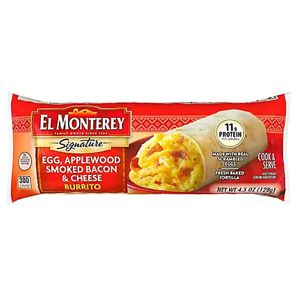 El Monterey Bacon and Egg Breakfast Burrito - 12 Burritos