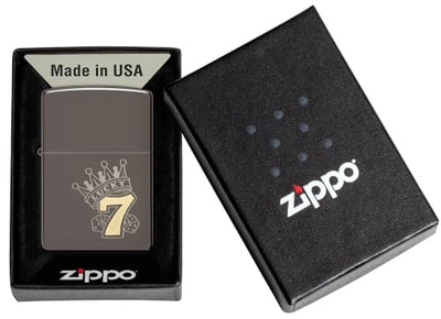 Zippo Lucky 7 Black Ice Pocket Lighter - Sleek Gambler's Choice