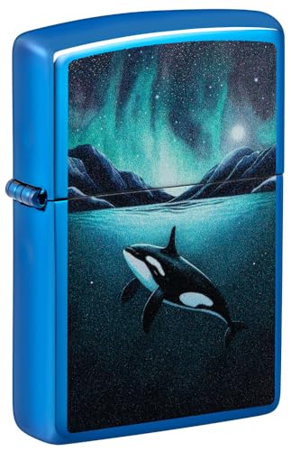 Zippo Pocket Lighter Whale Design High Polish Blue Wholesale