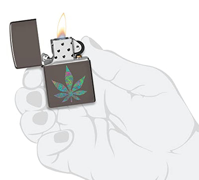 Zippo Unique Black Ice Cannabis Leaf Design Lighter - Cool & Sleek