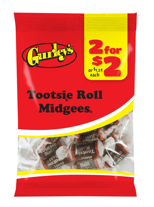 Gurley's Tootsie Midges Mini Chocolate Tootsie Roll Classic Chew Candy 12-Pack Wholesale