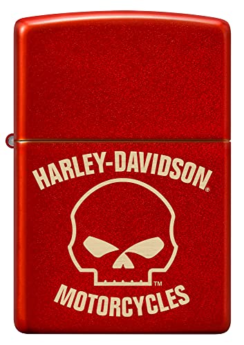 Zippo Harley-Davidson Red Skull Metallic Lighter - Edgy Laser Design