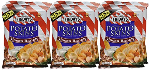 TGI Fridays Bacon Ranch Potato Skin Chips, 3 oz Bags - Crispy, Savory Snack - Perfect for Parties or Snacking - (Pack of 6)