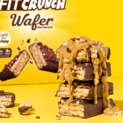 FITCRUNCH Wafer Protein Bars, Designed by Robert Irvine, 16g of Protein & 3g of Sugar (9 Bars, Chocolate Peanut Butter)