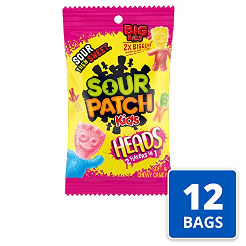 SOUR PATCH KIDS Heads 2 Flavors in 1 Soft & Chewy Candy 8 oz 12-Pack Wholesale