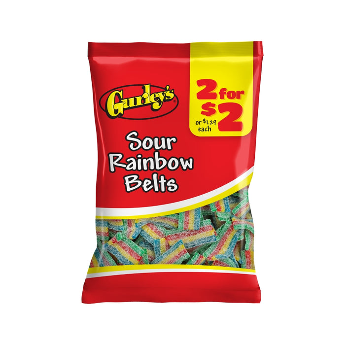Gurley's Rainbow Belts Sour Candy - 12ct