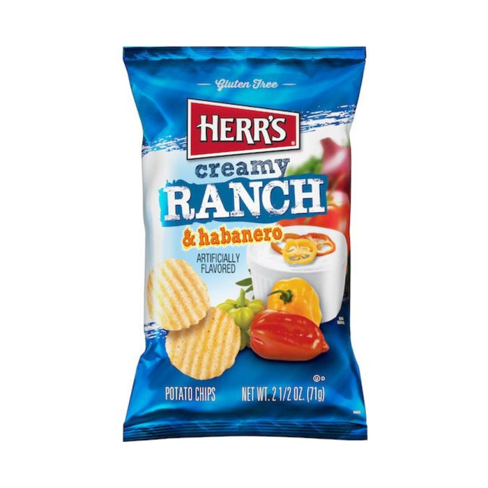 Herr's Chips Creamy Ranch Habanero 2.5 oz (Pack of 12)