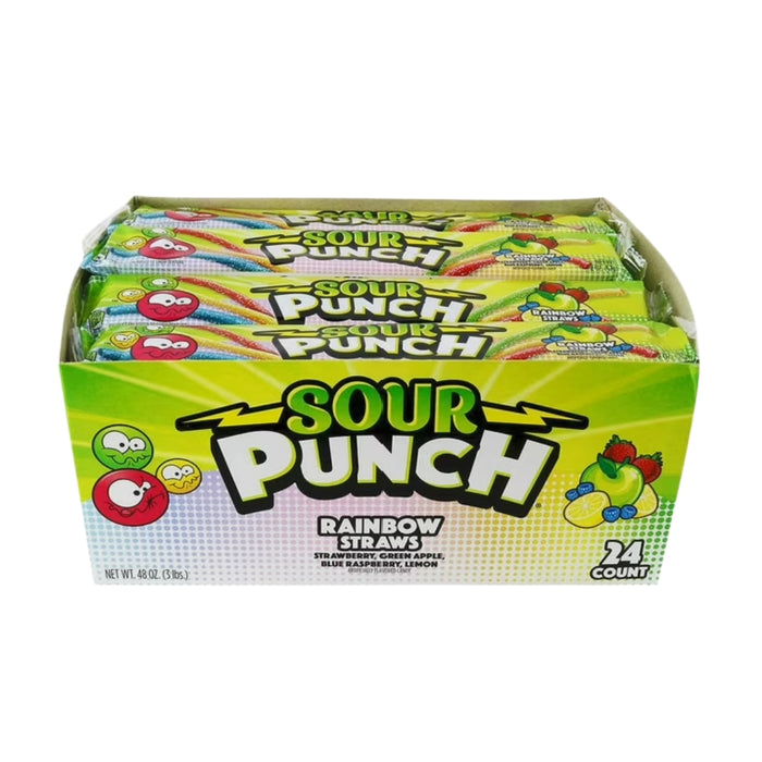 Sour Punch Rainbow Straws, 2 oz Trays, 24 Count Box