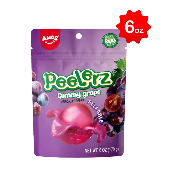 Amos Peelerz Peelable Gummy Grape Flavor 6oz Bag