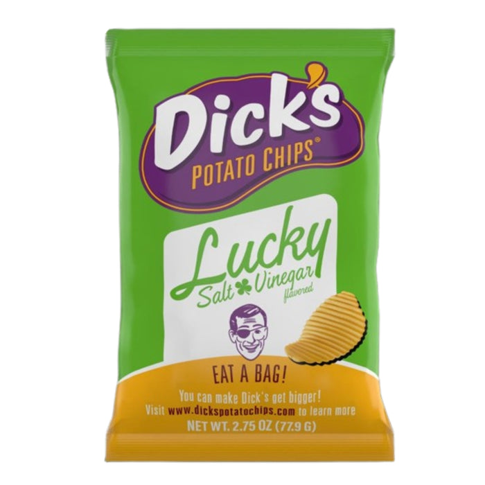 Dick's Lucky Ripple Potato Chips, Salt & Vinegar — 2.75 oz Bags, Case of 16