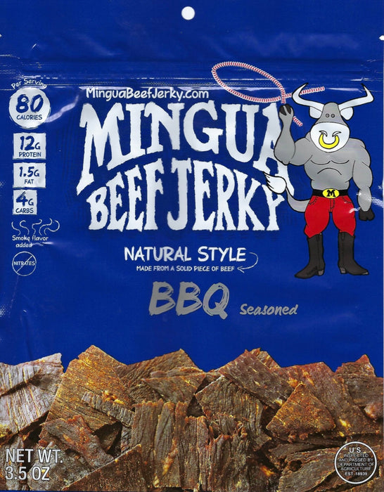 Mingua BBQ Beef Jerky 3.5 oz bag front
