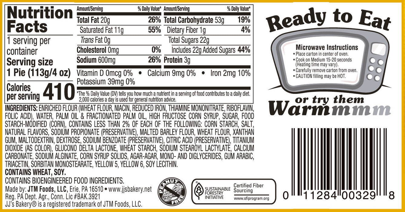 JJ's Bakery Lightly Glazed Banana Cream Snack Pies 4oz Wholesale