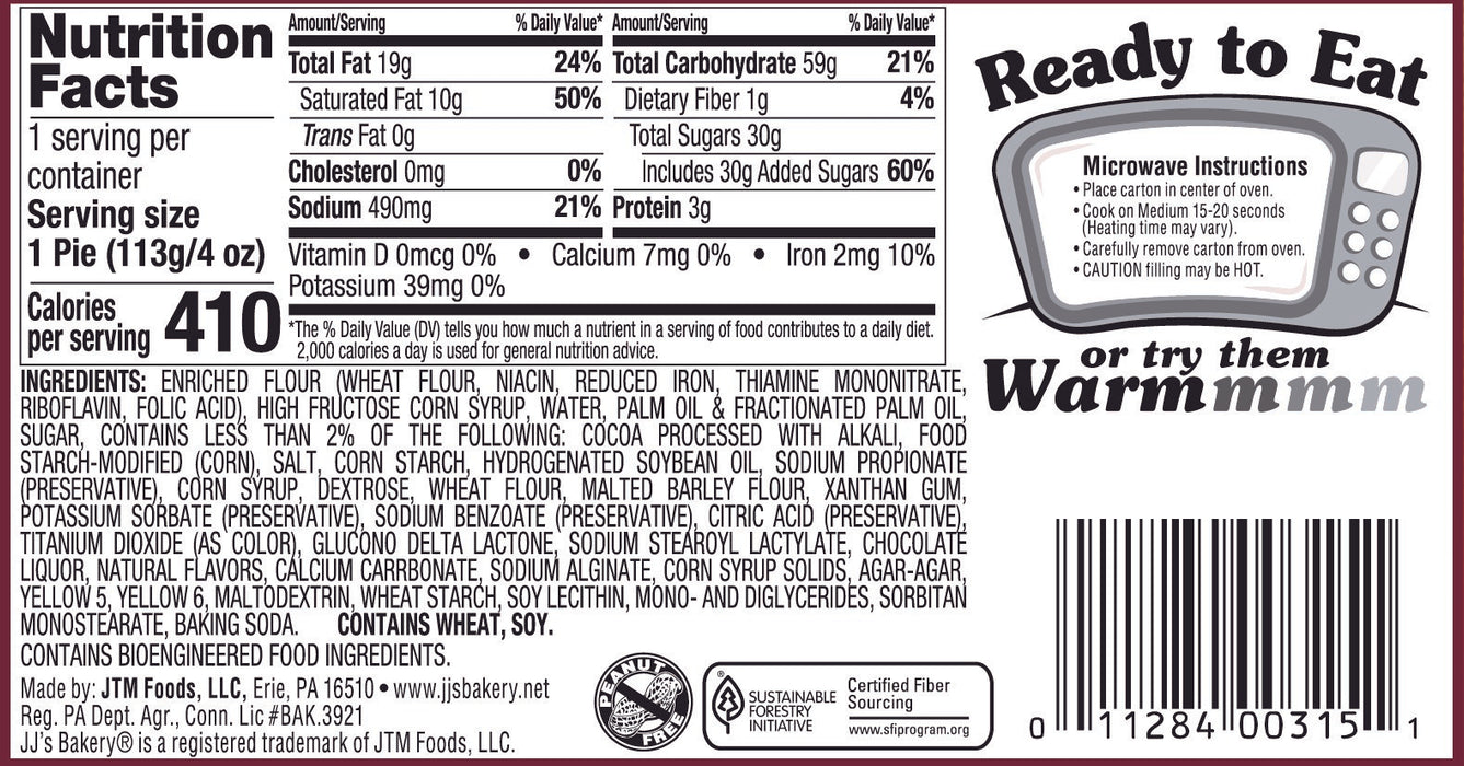 JJ's Bakery Lightly Glazed Snack Pies 4 oz (Boston Cream) Wholesale