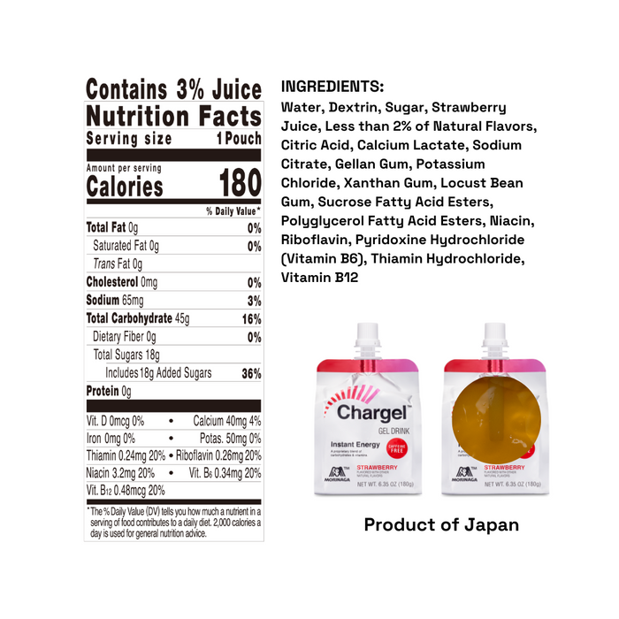 Chargel Strawberry Instant Energy Gel 6.35oz 6ct