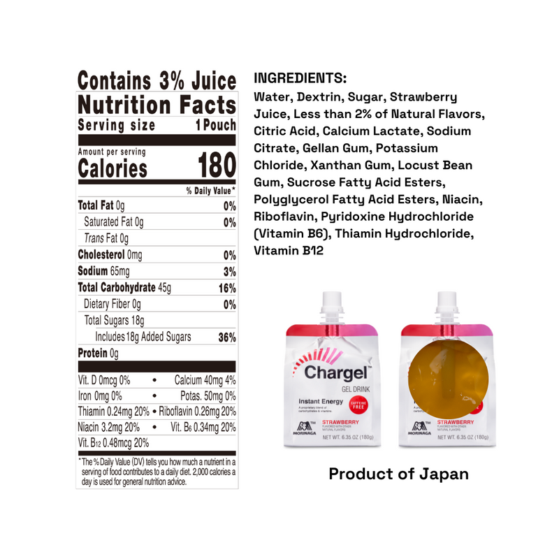 Chargel Strawberry Instant Energy Gel 6.35oz 6ct