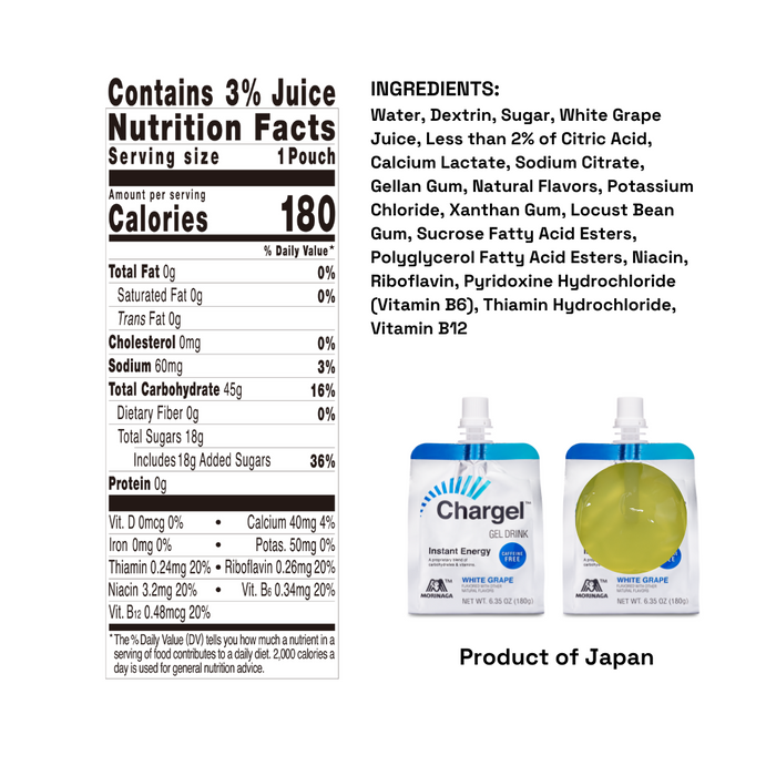 Chargel White Grape Instant Energy Gel 6.35oz 6ct