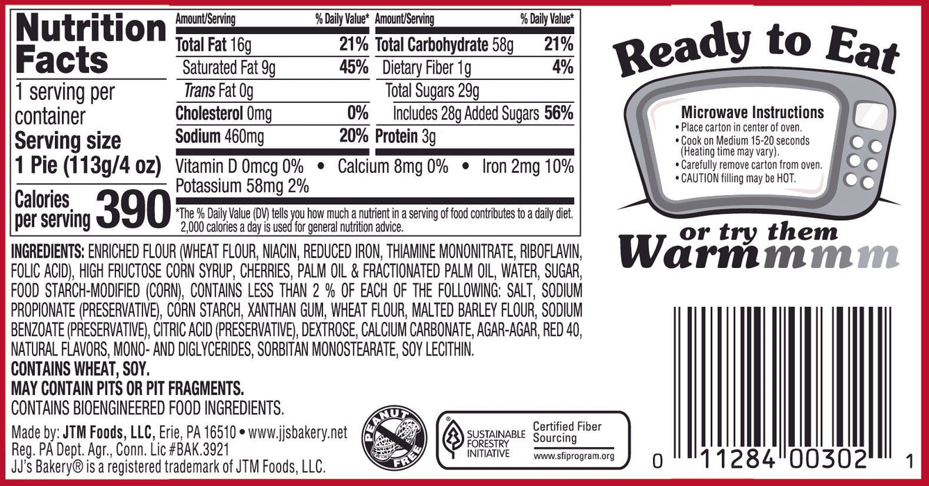 JJ's Bakery Lightly Glazed Snack Pies 4oz (Cherry)