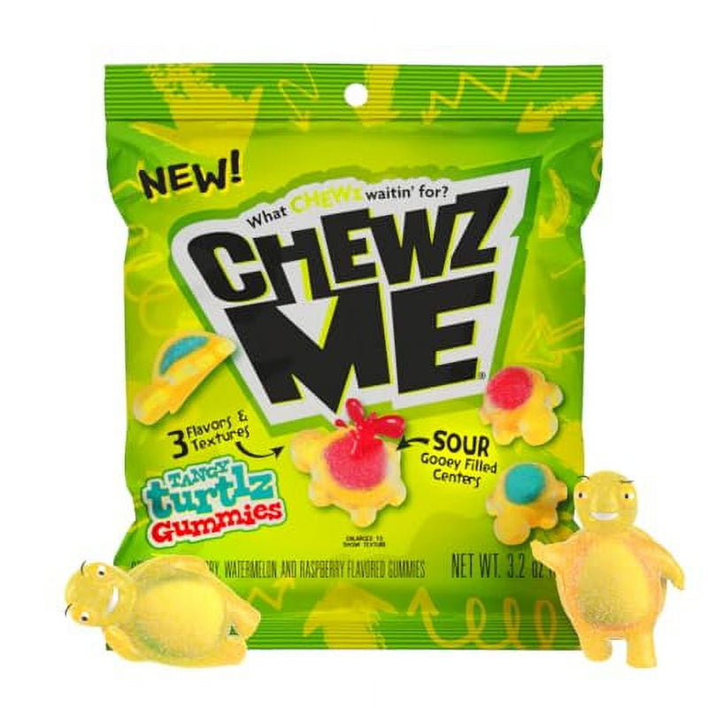 ChewzMe Turtlz - Jelly Filled Gummies & Fruity Snacks - Turtle Shaped Gummy & Chewy Candy in Assorted Flavors - 3.2oz (Pack of 12)