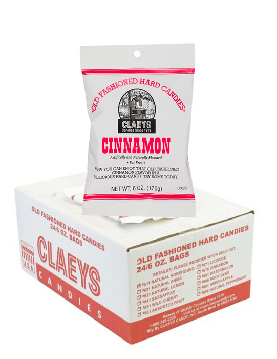 Claey's Cinnamon Hard Candy 6-Ounce Wholesale Peg Bag