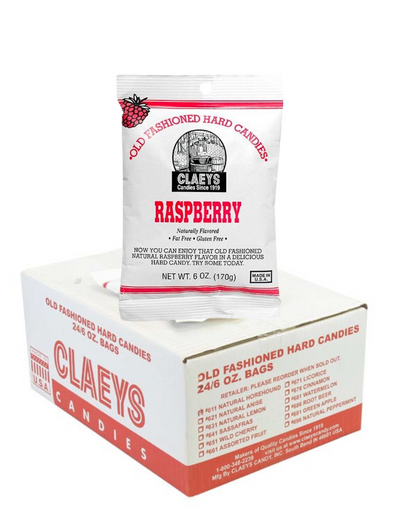 Claey's Old Fashioned Hard Candy 6 Ounce Bag, Raspberry Drops