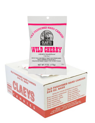 Claey's Old Fashioned Hard Candy 6 Ounce Bag, Wild Cherry Drops