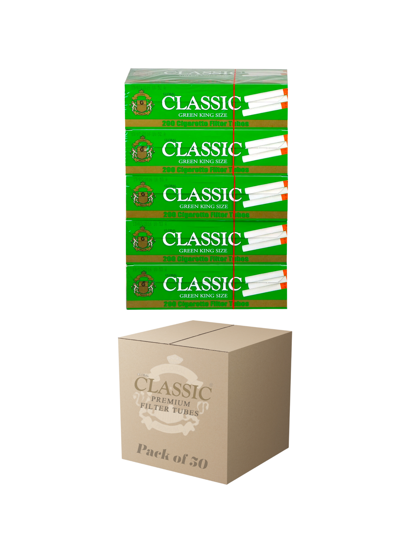 Classic Filter Tubes 100mm Menthol (Green) 5 Cartons of 200