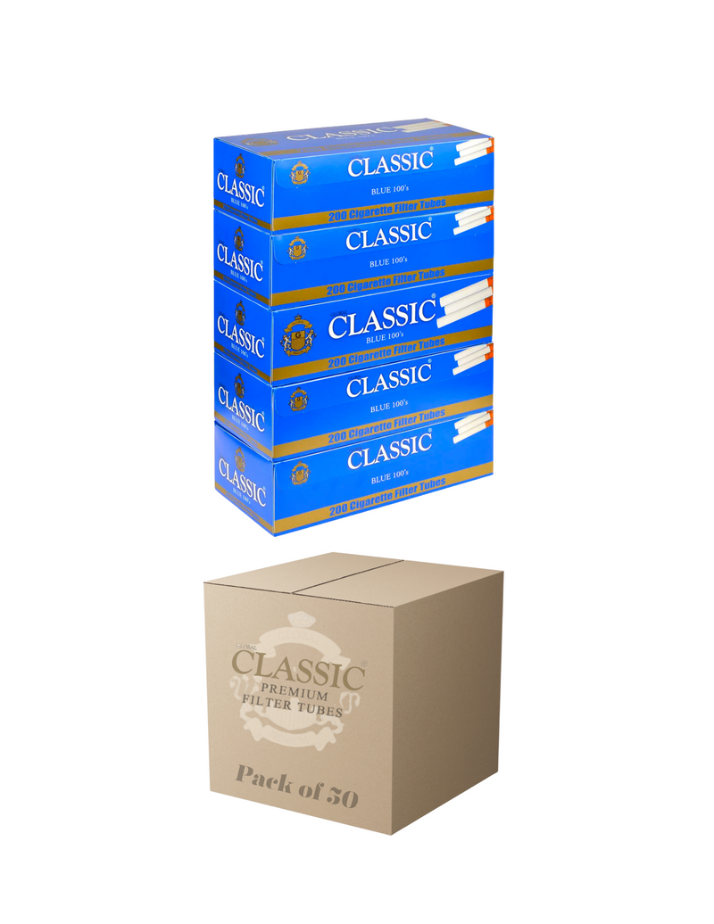 Global Classic King Size Cigarette Tubes Blue Light 200 Count Per Box