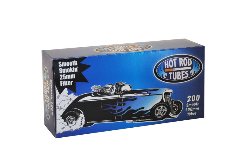 Hot Rod Tube Cigarette Tubes 20mm Filter 200 Count Per Box Smooth 100mm