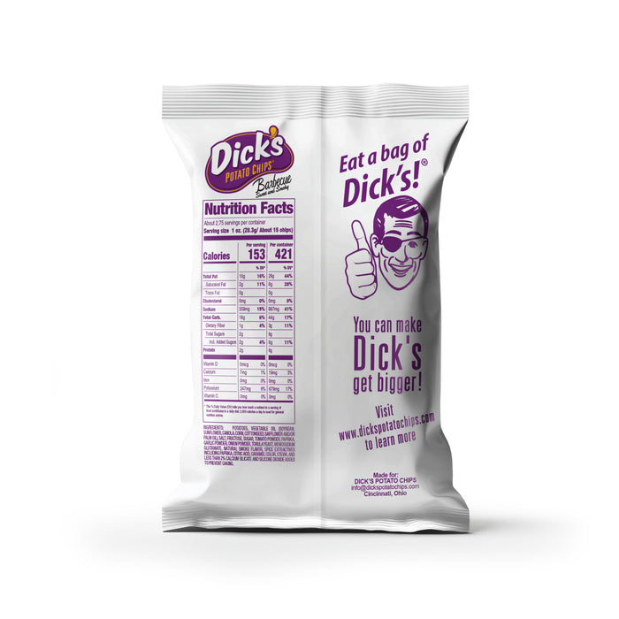 Dick's Ripple Potato Chips, Sweet & Smoky BBQ — 2.75 oz Bags, Case of 16