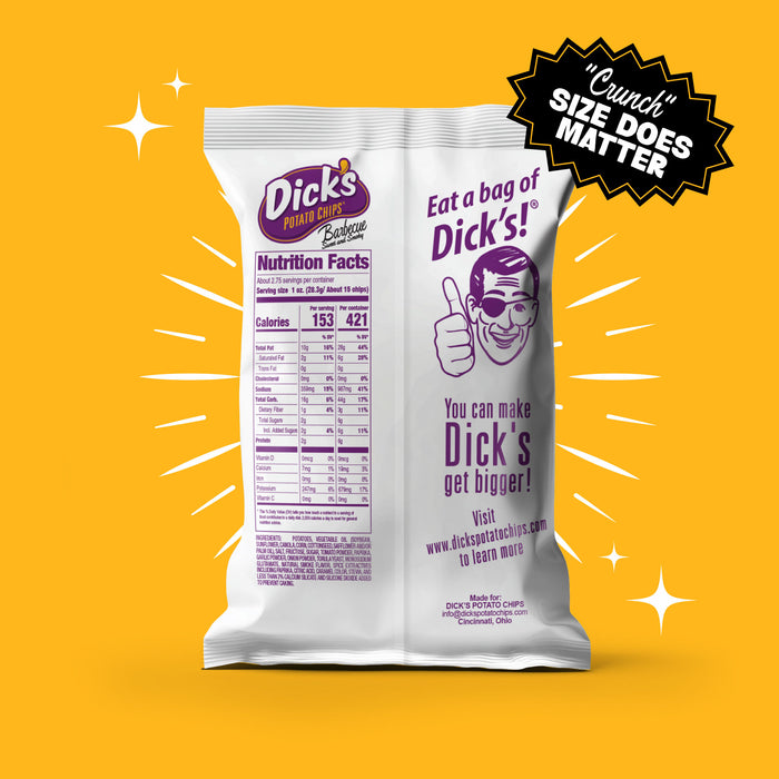 Dick's Ripple Potato Chips, Sweet & Smoky BBQ — 2.75 oz Bags, Case of 16