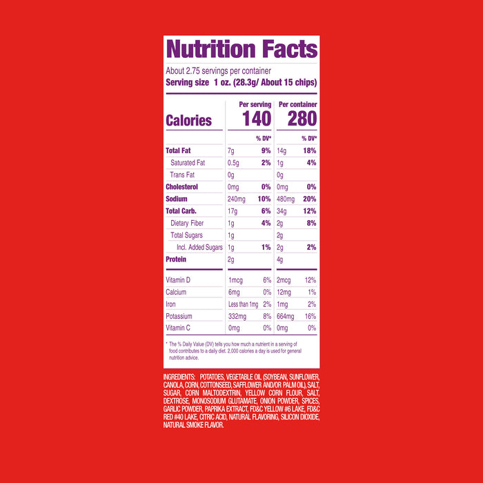 Dick's Ripple Potato Chips, Hot & Spicy — 2.75 oz Bags, Case of 16