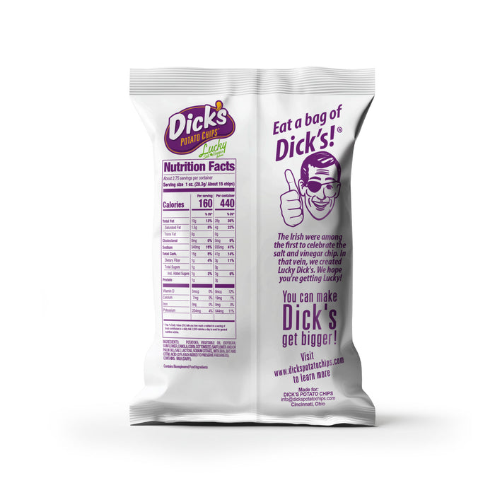 Dick's Lucky Ripple Potato Chips, Salt & Vinegar — 2.75 oz Bags, Case of 16