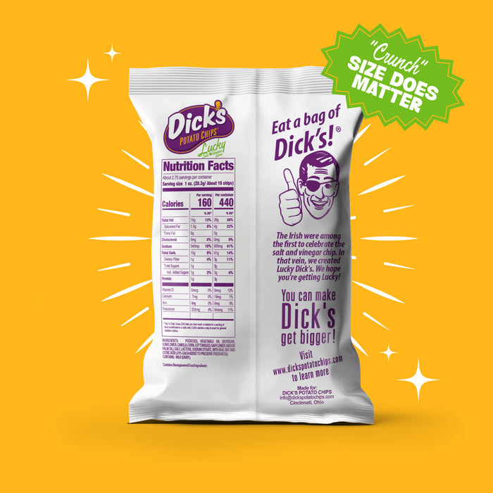 Dick's Lucky Ripple Potato Chips, Salt & Vinegar — 2.75 oz Bags, Case of 16