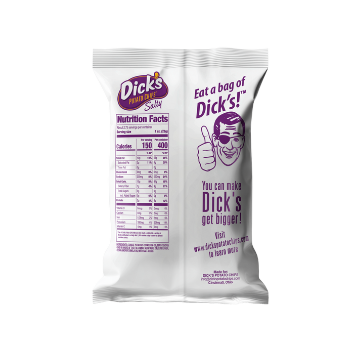 Dick's Ripple Potato Chips, Salty — 2.75 oz Bags, Case of 16
