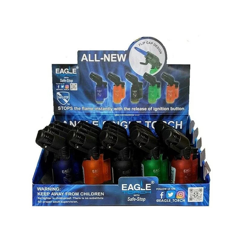 Eagle Torch With Safe Stop Lighter with Angle 20 Lighters Per Display Case