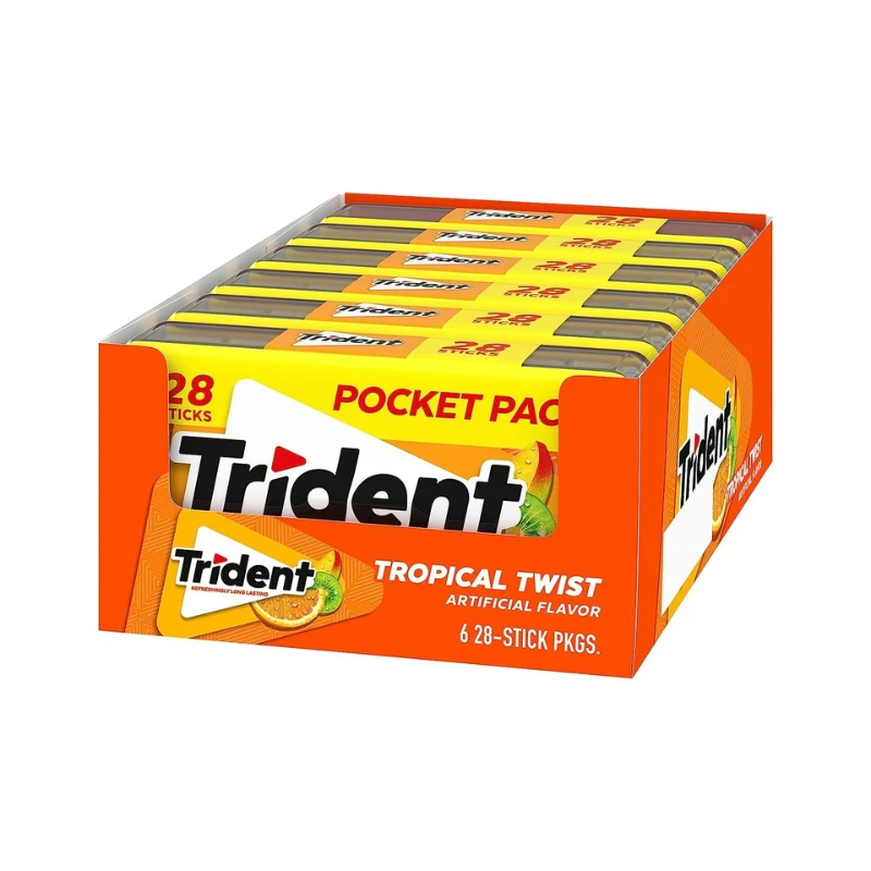 Trident Pocket Pack Tropical Twist 28pc Gum 06ct